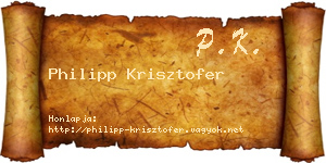 Philipp Krisztofer névjegykártya